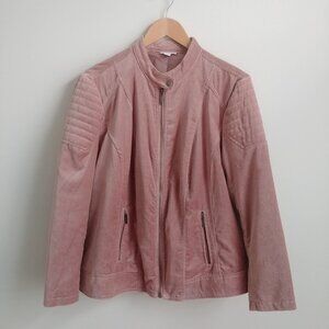 Westport 1962 1X 100% cotton velvet velour dusty rose pink jacket moto collar